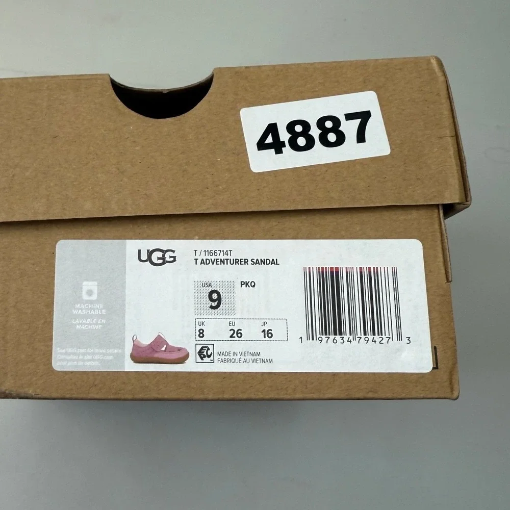 UGG Girls Adventurer Sandals Pink Rose Suede Washable 1166714T Size 9T NEW